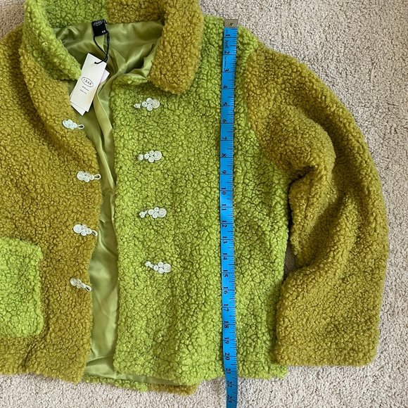 NEW //Cider "On My Turf" Colorblock Teddy Coat\\ Fancy Closures with Slouchy Fit - Picture 5 of 16